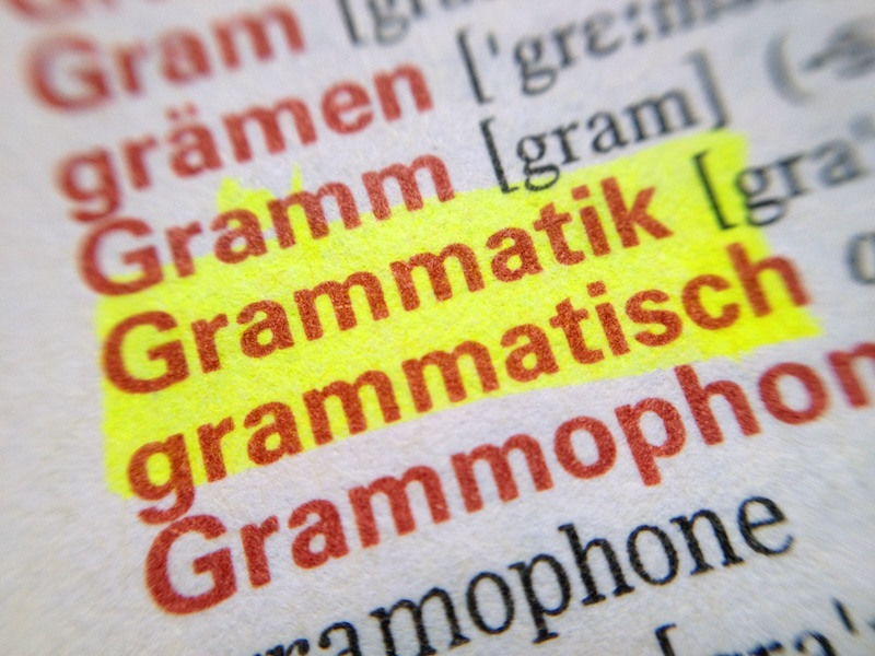 Tysk ordbok med ordet Grammatik